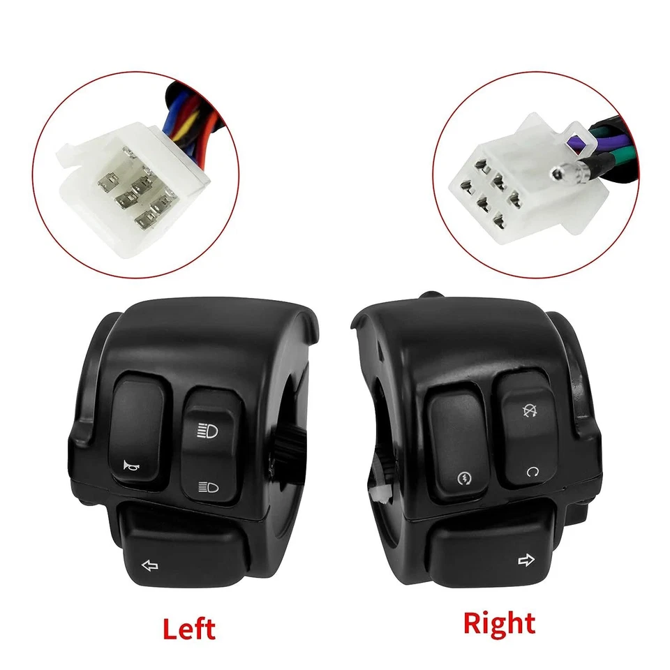Interruptores de controle de guidão de motocicleta 1" com kit de chicote de fios para Harley preto - Imagem 4 de 4