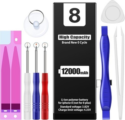 EMNT 12000mAh iPhone 8 Battery Replacement Kit with Tools A1863/A1905/A1906