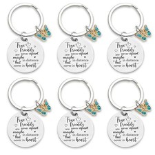 6 Pcs Best Friend Keychain Best Friends Keyring Long Distance Friendship Silver