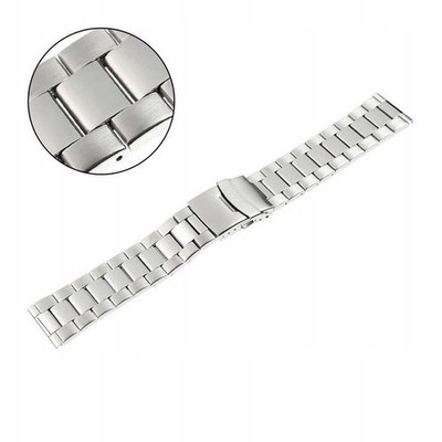 Semi Solid Watch Strap 22mm Silver Stainless Steel Telescopes Free