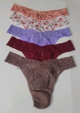 HANKY PANKY SIGNATURE LACE ORIGINAL RISE THONG SET OF 5 ASSORTED COLORS ONE SIZE