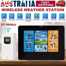 Wireless Weather Station Digital LCD Clock Calendar Thermometer Indoor & Outdoor