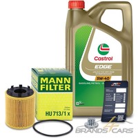 Mann ÖLFILTER+5L Castrol Edge 5W-40 FÜR Opel Agila A 1.3 03-07 Astra H 1.3