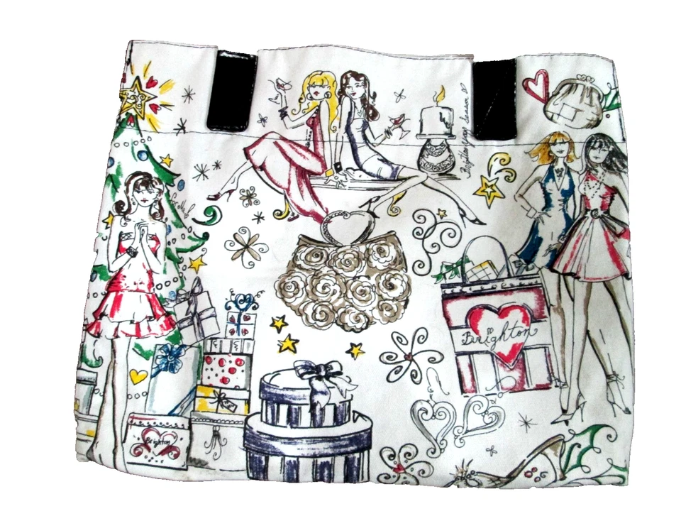 BRIGHTON 购物袋假日购物主题帆布+化妆品使用 1x 完好! — 第 2/4 张图片