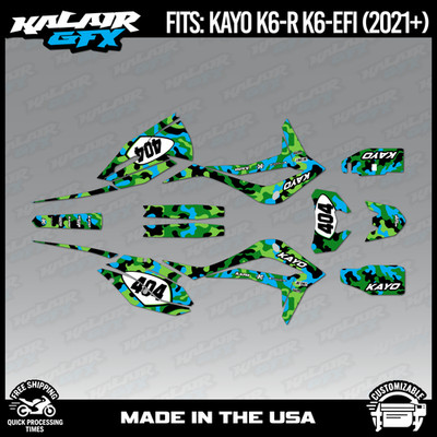 Graphics Kit for Kayo K6-R K6-EFI 250 (2021+) Invasion Series - GREEN