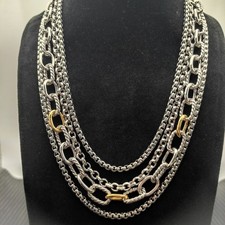David Yurman Madison Multi Row Toggle Necklace Sterling Silver w/ 18K Gold 18"