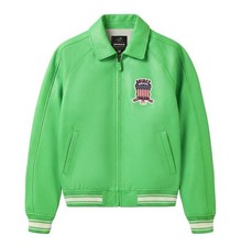 Women's Green Avirex Bomber American Aviator Jacket Genuine Cowhide Leather Jack