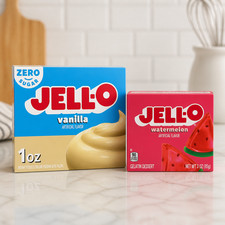 Jell-O Dessert Duo: Vanilla Zero Sugar Pudding & Watermelon Gelatin Mix