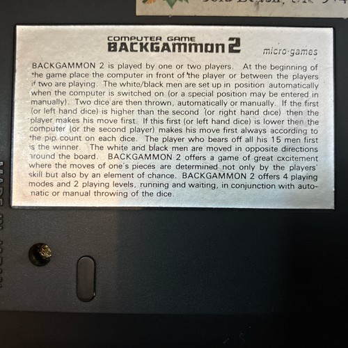 Backgammon 2 Electronic Handheld LCD Game Computer - Picture 11 of 11