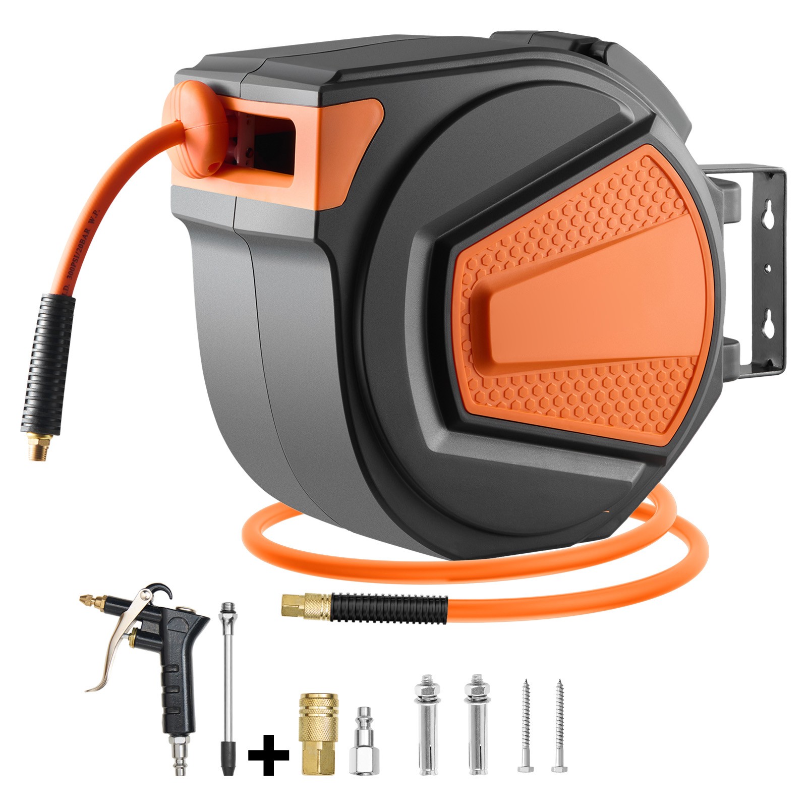 Retractable Air Hose Reel 3/8 IN x 65&nbsp;FT Hybrid Enclosed Air Hose 300 PSI