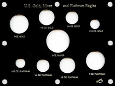 Capital Plastic 6" x 8" 9 Coin U.S. Gold, Silver and Platinum Eagle - Black