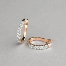 2Ct Round Cut Lab Created Diamond Women's Huggie Earrings 14K Rose Gold Plated