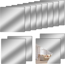 12" X 12" Acrylic Flexible Mirror Sheets, 12 Pack Self-Adhesive Mirror Tiles, Sq