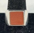 Vintage Taxco Mexico Sterling Slver & Goldstone Mdoernist Men's Ring Size 11.5