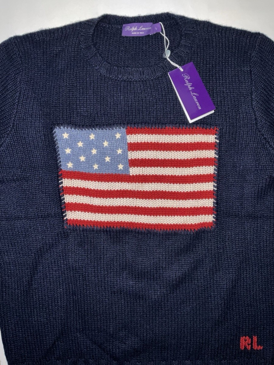 Ralph Lauren Purple Label Flag Cashmere Crew Neck Sweater - Size L