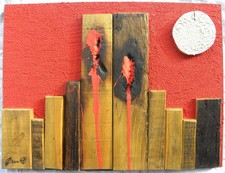 Pierluigi DE LUTTI (Monfalcone 1959) Doppia ferita su tavola cm 30x40 anno 2001