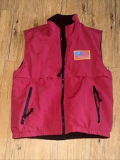 Vintage Reversible Unisex Vest USA Flag Patch Maroon Black Water Resistant I