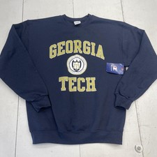 Georgia Tech Yellow Jackets Sweatshirt Mens Medium Navy College Crewneck NCAA