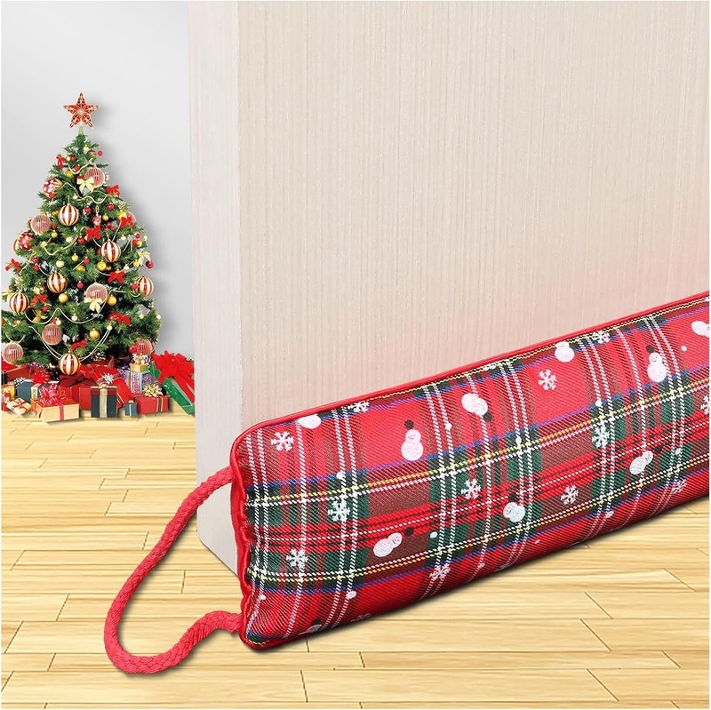 Under Door Draft Stopper Noise Blocker 38 Inches for Door Bottom Red Snowflake