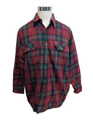 North Crest Hemd Steppjacke Wolle Kariert Bordeaux Grün XL RAR |270S