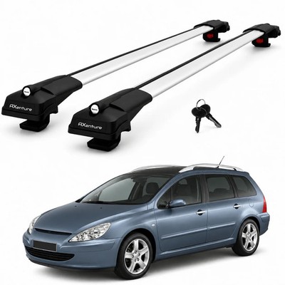 2X Roof Bars for Peugeot 307 Wagon 2001 2008 Lockable Roof Rack Cross Bars Grey
