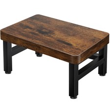 Wooden Step Stool Adults Kids 480LBS Heavy Duty NonSlip Rubber Rustic Brown