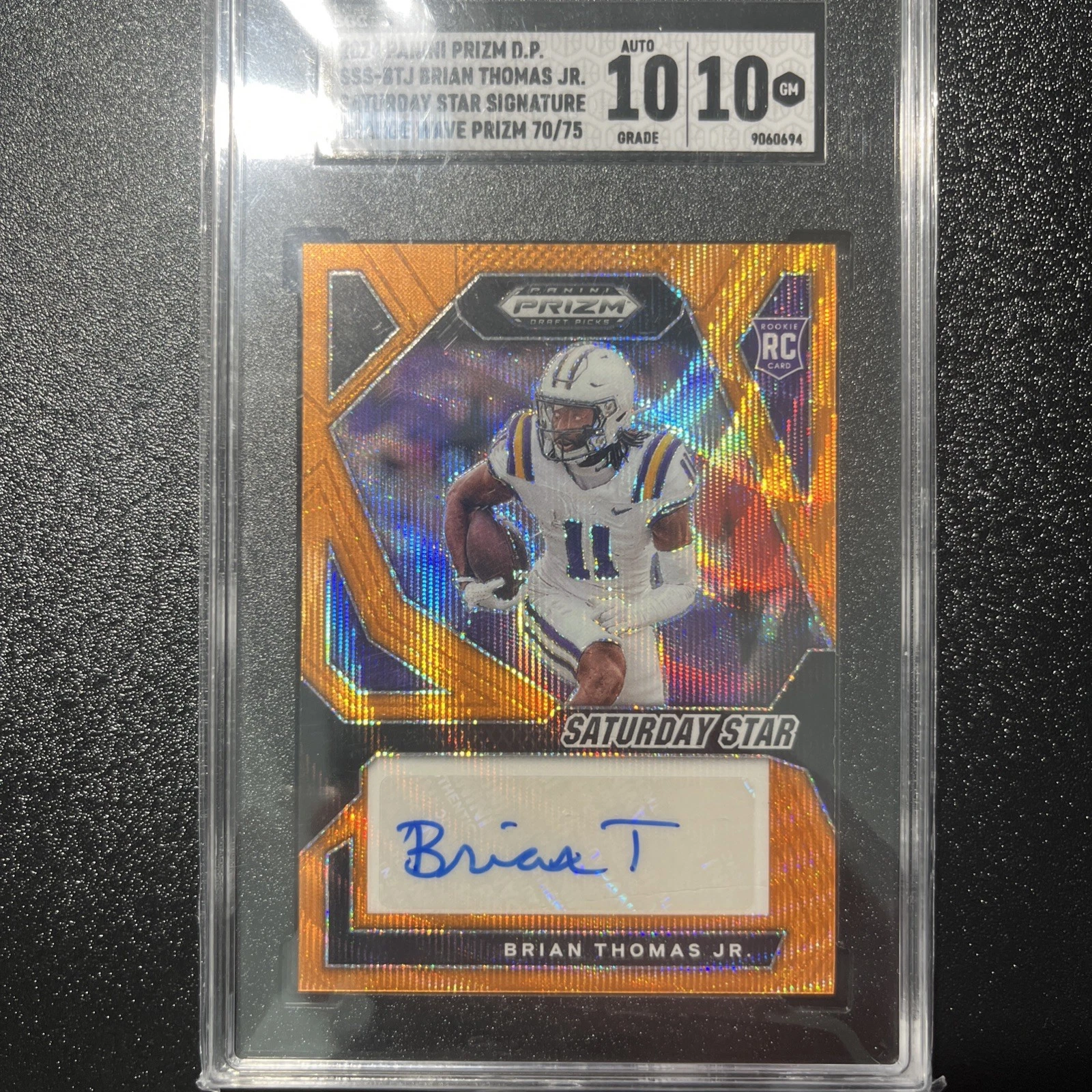 Brian Thomas Panini Prizm Draft Picks Saturday Star Signatures #SSSBTJ Orange Wave