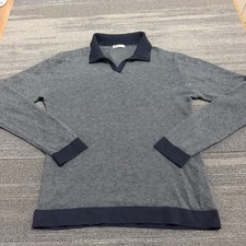 Marine Layer Sweater Mens Small Blue Liam Polo Shirt Merino Wool Blend Collared