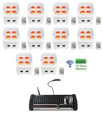 10 Rockville BEST PAR 50 Battery Wash Lights Wireless DMX 384 Channel Controller