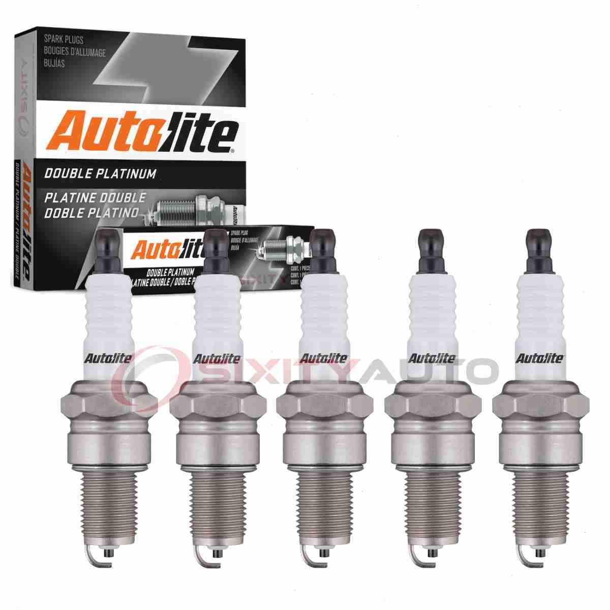 5 pc Autolite Double Platinum Spark Plugs for 1989-1991 Audi 200 Ignition ra