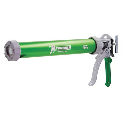 Newborn Caulk Gun, 24 oz Container Size, Aluminum, 18:01, Full Barrel Frame,