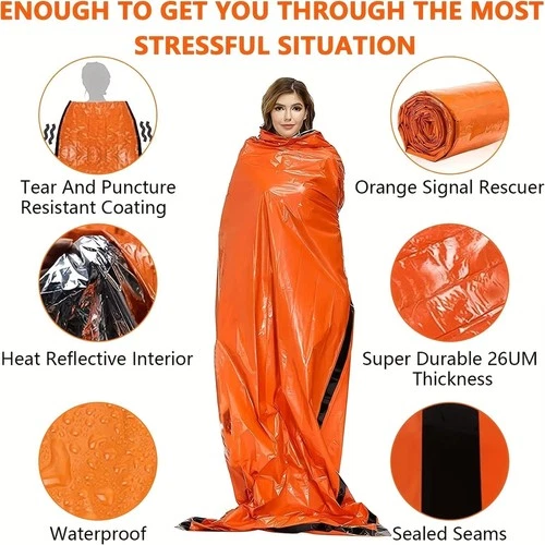 Portable Emergency Survival Sleeping Bag Mylar Thermal Bivvy Sack Camping Gear deal from eBay