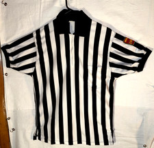 Majestic 1/4 Zip REFEREE JERSEY SS SHIRT w/ Pocket 2670 Sz M USA Striped 70 s