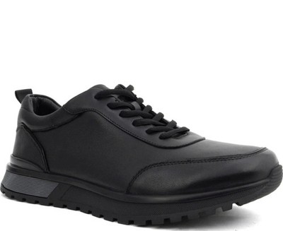 La Conte Herren Schwarze Leder Sneaker Freizeit LAC3969-20274BLA