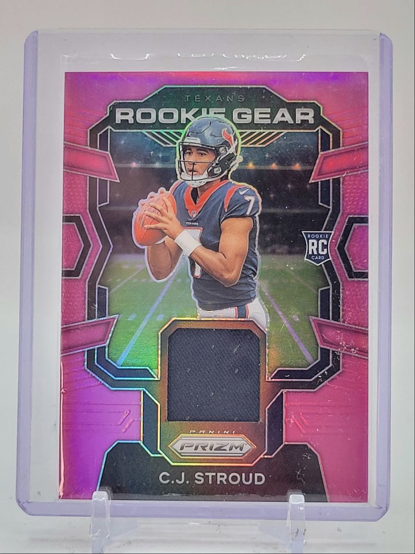 C.J. STROUD 2023 PANINI PRIZM ROOKIE GEAR PATCH PINK TEXANS RC Q4042