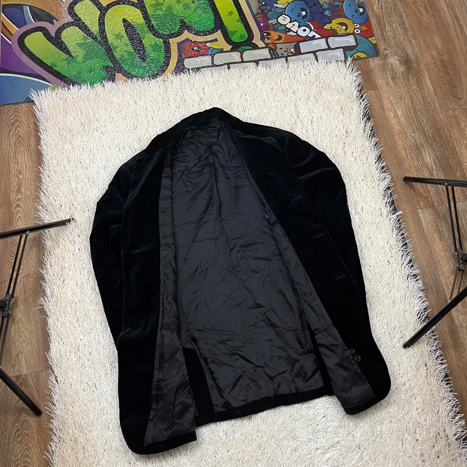Chaqueta Polo Ralph Lauren BLAZER Terciopelo Negra Hombre Talla Grande De Colección Foto 3 de 4
