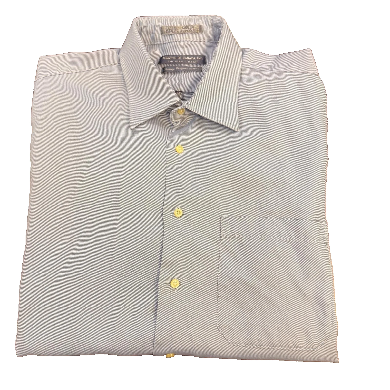 Forsyth of Canada Sz 16.5 34/35 Shirt Blue Luxury European Cotton Button Down