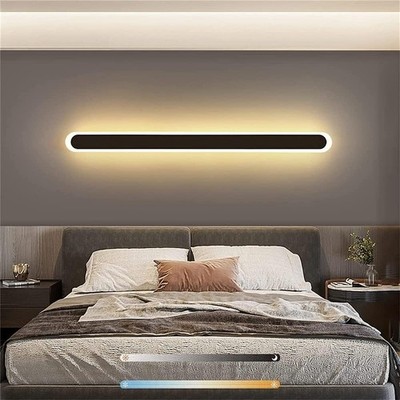 Luxus Nordische LED Wandleuchte 100cm | Moderne Schwarz Streifen Wandleuchte | 3-farbig dimmbar