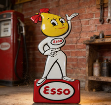 23"x10" Embossed Steel Made in the USA "Esso Girl" Sign...Ships Free!