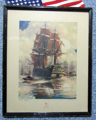 U.S.S. "Alfred" framed art stamped by Al Mettel - Picture 7 of 13