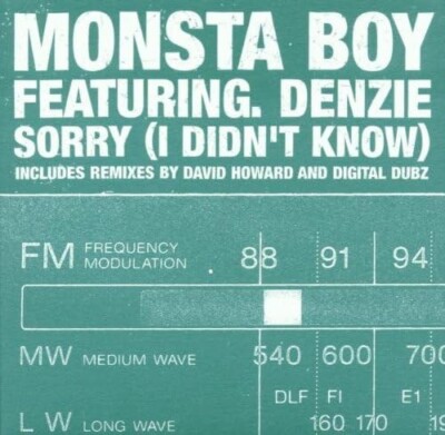 (103) Monsta Boy ft Denzie  'Sorry(I Didn't Know)'-Rare UK Garage CD Single-New