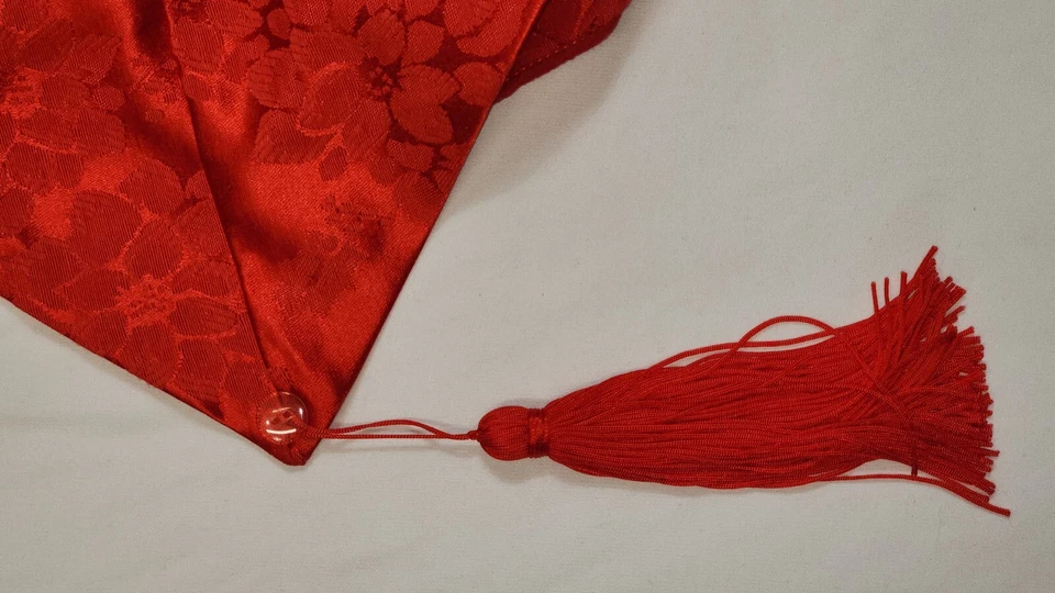 SET OF 6 NAPKINS + 1 TABLE RUNNER MOTIF TASSELS FLORAL CHRISTMAS RED - Image 4 of 4