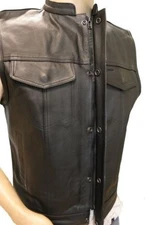  Men's Club Soft Leather Motorcycle Biker Vest (concealed carry for firearms)
