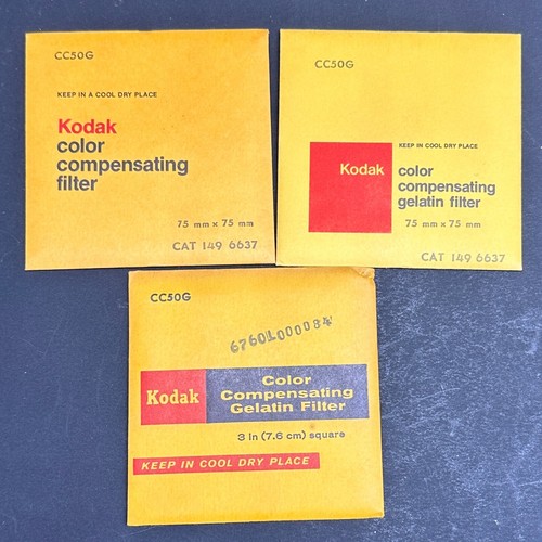 SEALED NOS KODAK 75mm Gel Wratten 3x3 CC05G CC10G CC30G CC40G CC50G Filters USA - Picture 10 of 13