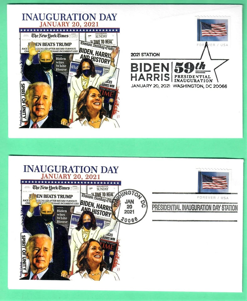 BIDEN-HARRIS 2021 INAUGURATION COVER SET OF 2 , PANDA CACHET - FLAG STAMP - Image 2 of 2