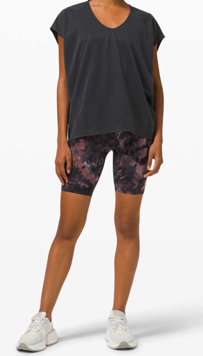 LULULEMON Size 8 Capped Short Sleeve Tee Black Soft Relaxed