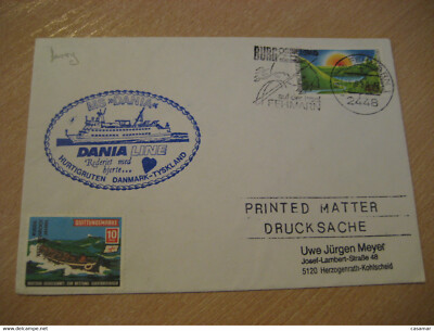 DANIA MS Line Ferry Ship Cover Denmark BURG FEHMARN 1980 Cancel GERMANY + Poster
