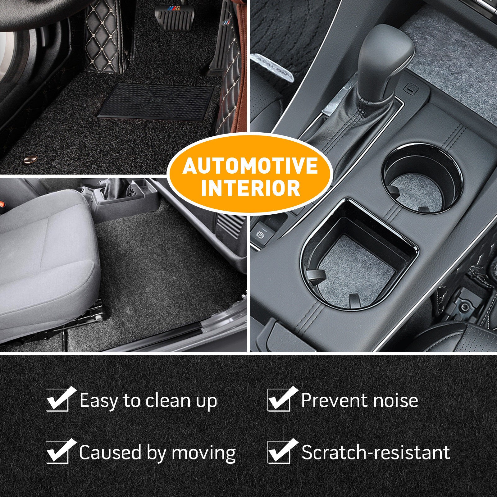 Automotive Carpet Under-felt Trunk Liner Interior Upholstery Replacement90x80''