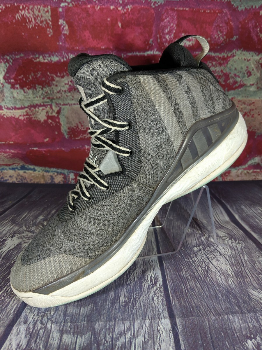 Adidas J Wall Woven Paisley Grey/White Basketball Shoes Hi-Tops Mens Boys 
