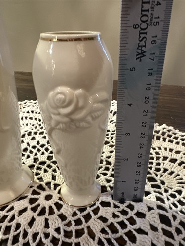 Lenox Rose Blossom Bud Vase 24K Gold Trim Set of 2 Vases - Picture 15 of 21